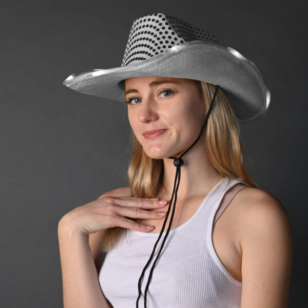 Silver Light Up Cowboy Hat